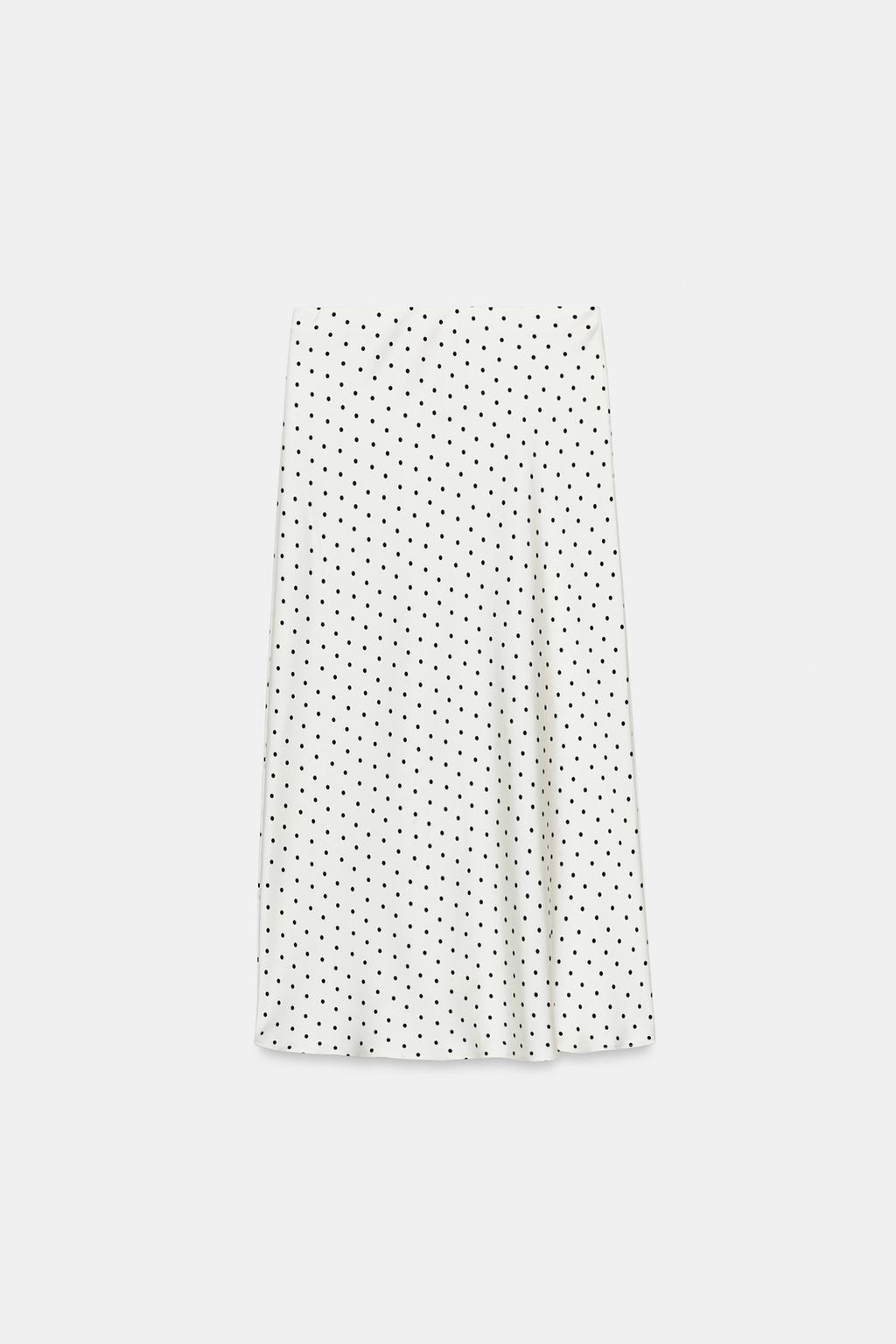 ZARA POLKA DOT SATIN EFFECT MIDI SKIRT