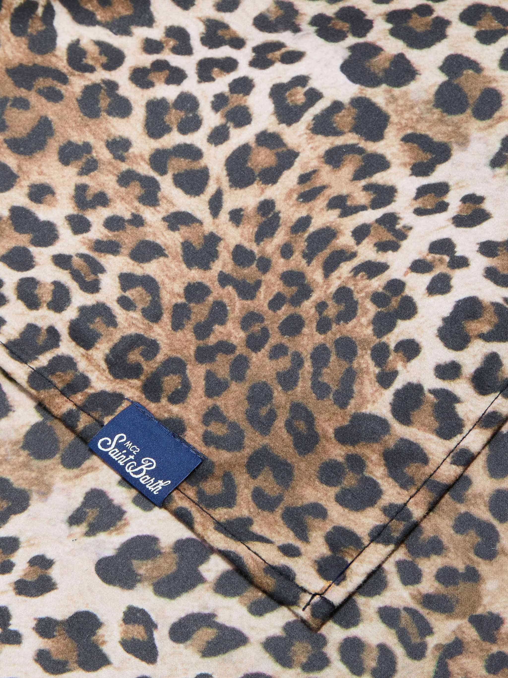 MC2 AIDAN BEACH TOWEL WITH LEOPARD PRINT AND LOGO