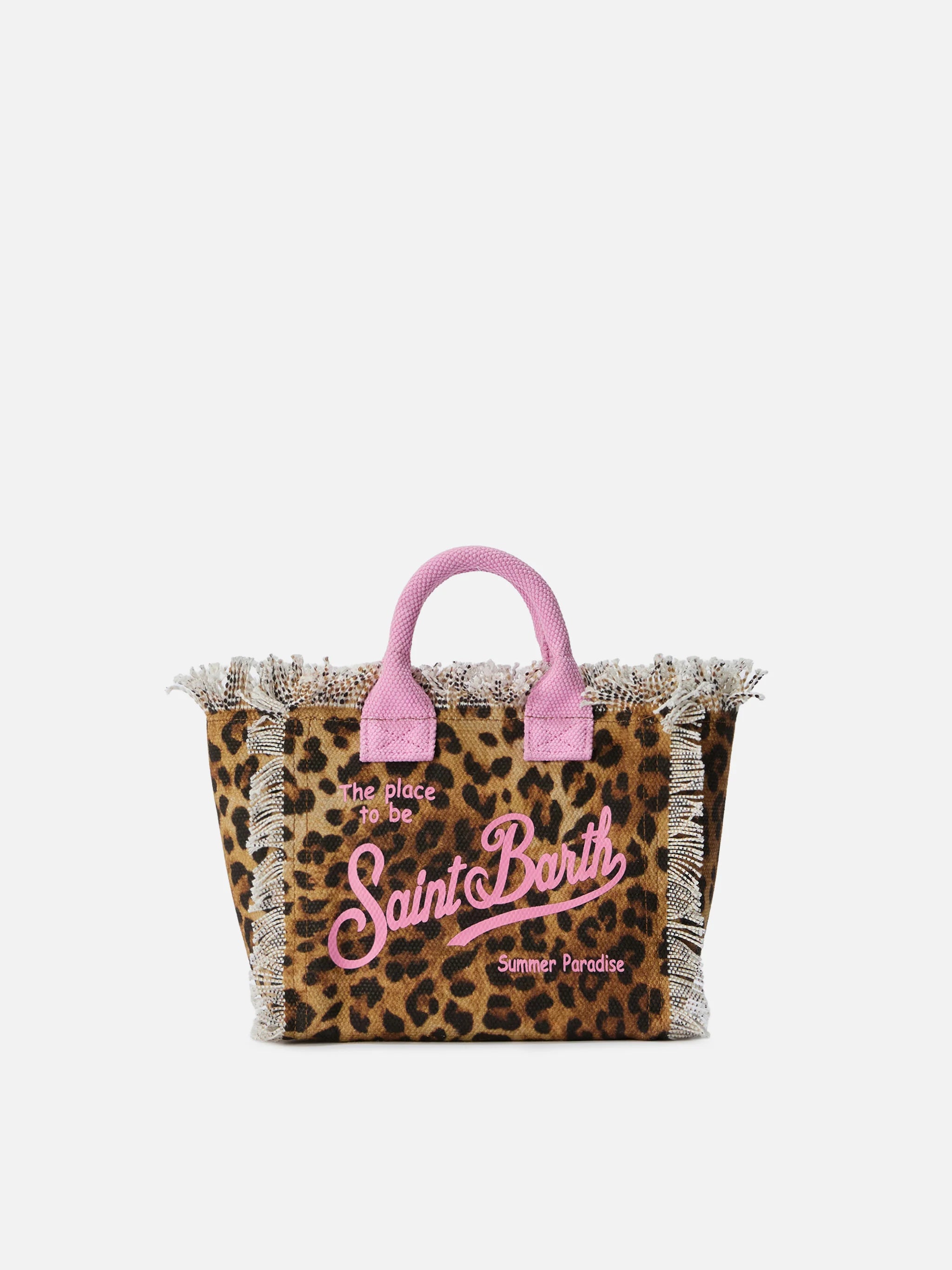 MC2 LEOPARD PRINT CANVAS VANITY MINI BAG WITH PINK DETAILS