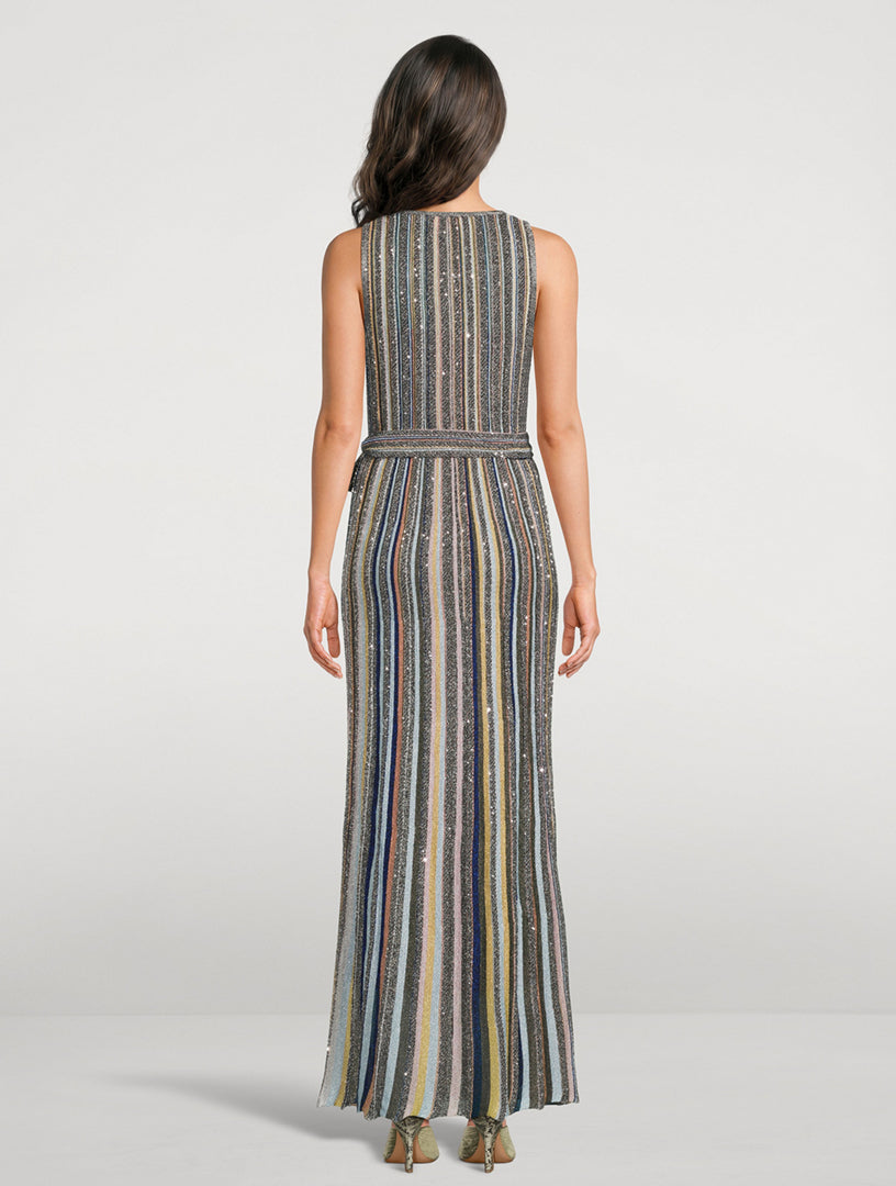 Missoni Belted Sequin Knit Maxi Dress