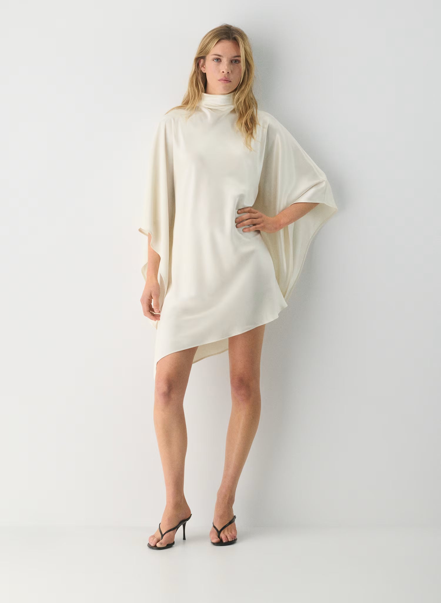 Aritzia Fan Satin Dress in Light Birch