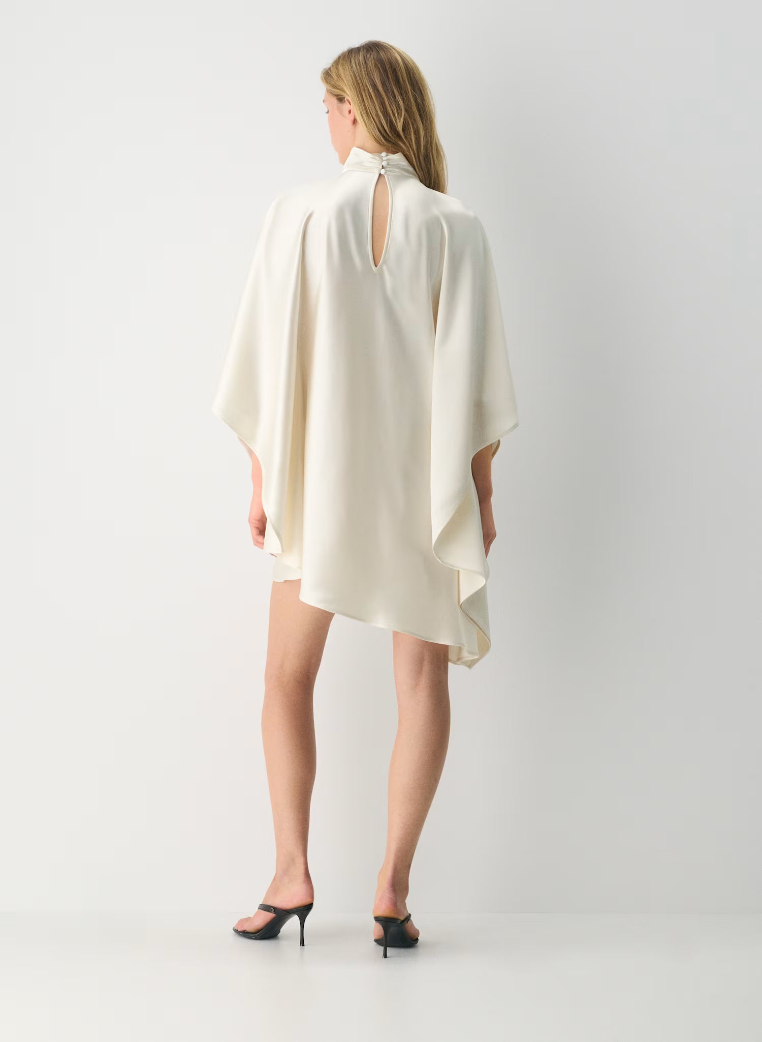 Aritzia Fan Satin Dress in Light Birch